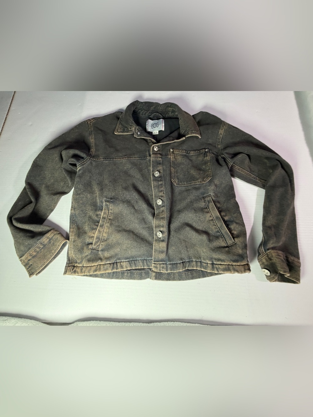 BDG Black Washed Denim Jacket with Faded Highlights